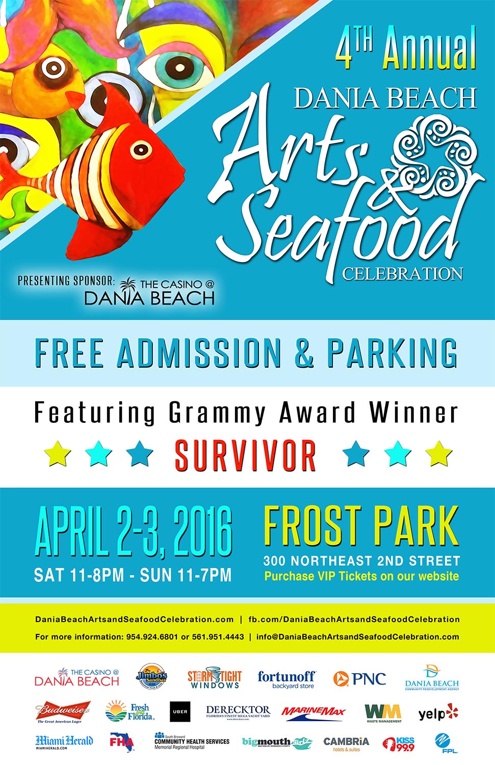 Entertainment LineUp SURVIVOR Joins the Dania Beach Arts and Seafood