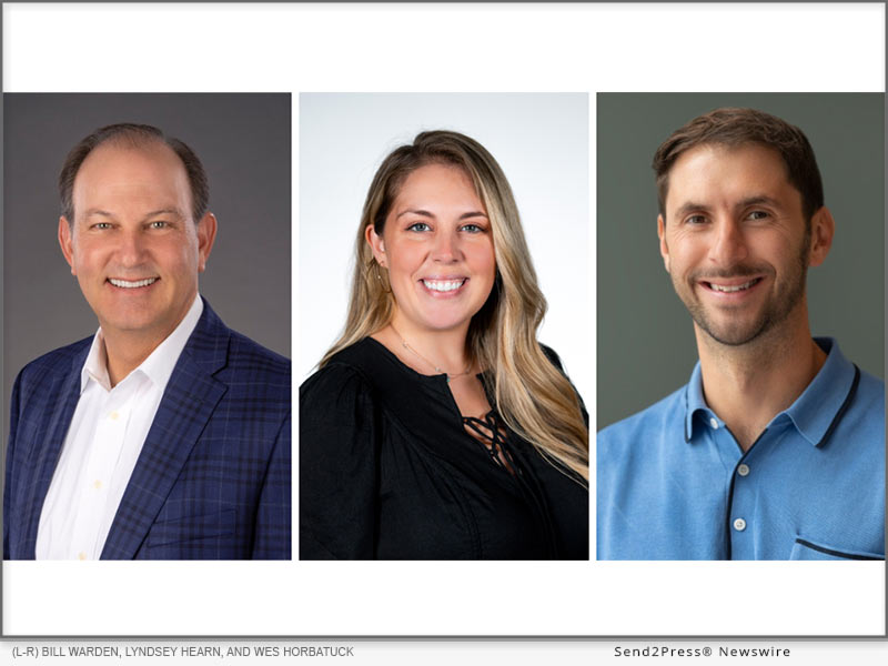 (L-R) Dark Matter Technologies award honorees: Bill Warden, chief financial officer; Lyndsey Hearn, director of growth marketing; Wes Horbatuck, vice president of marketing.