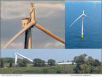 Vineyard Wind turbine-blade failure off Nantucket, MA in July (top); Vestas turbine collapse in August