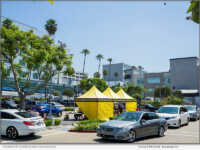 Cars line up at the Church of Scientology Los Angeles for a special addition to its weekly food drive