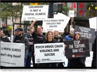 CCHR protesters demand the American Academy of Child and Adolescent Psychiatry Convention end ECT